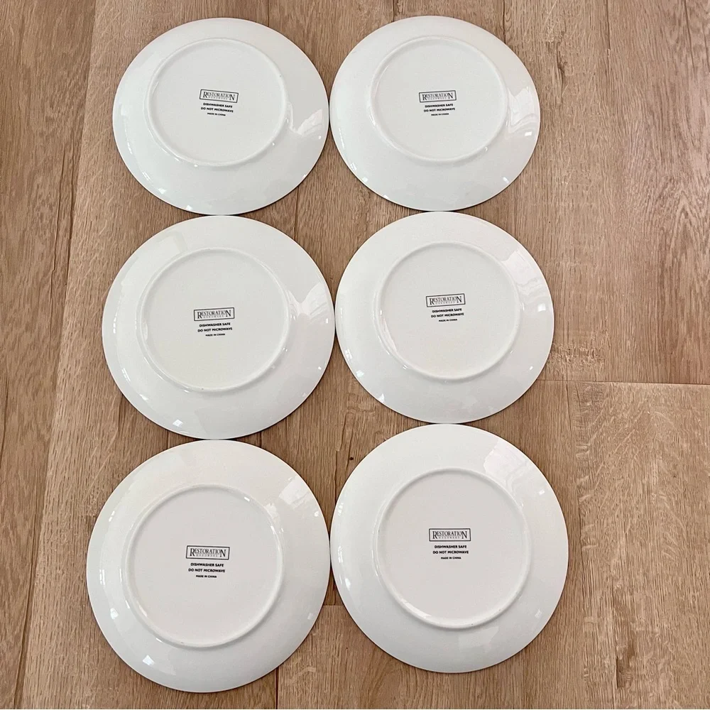 RARE Restoration Hardware NAUGHTY ELF Boxed Set‎ of 6 Dessert Salad Plates Vtg